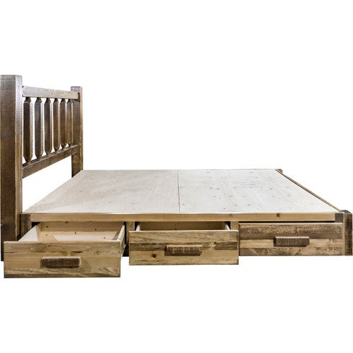 Denver Platform Bed with Storage - King - Stained & Lacquered