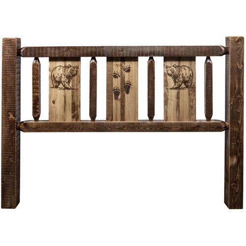 Denver Headboard with Engraved Bears - King