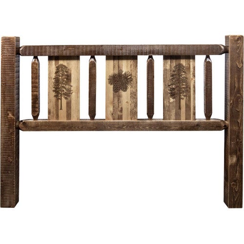 Denver Headboard with Engraved Pines - Queen