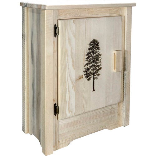 Denver Cabinet with Engraved Pine - Left Hinged - Lacquered