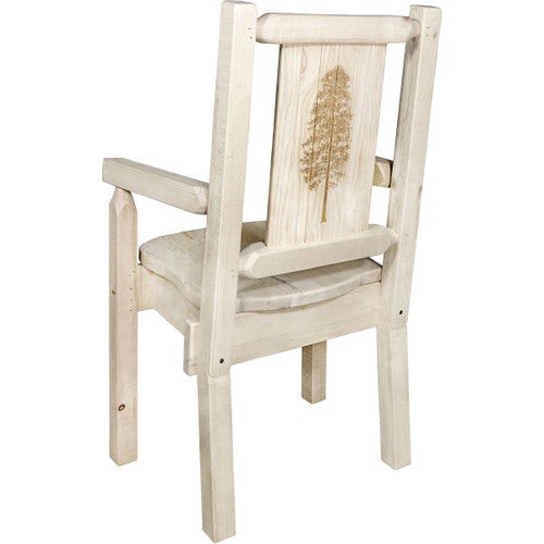 Denver Captain's Chair with Engraved Pine - Lacquered
