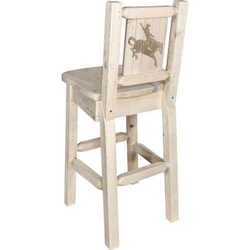 Denver Barstool with Engraved Bronc Back - Lacquered