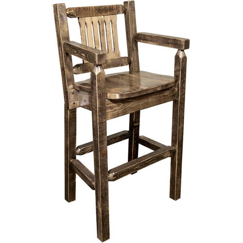 Denver Counter Height Captain's Barstool - Stained & Lacquered