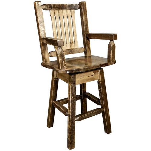 Denver Counter Swivel Captain's Barstool - Stained & Lacquered