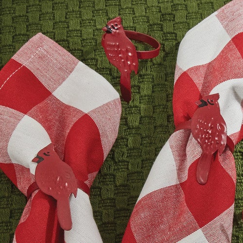 Crimson Cardinal Napkin Rings - Set of 4