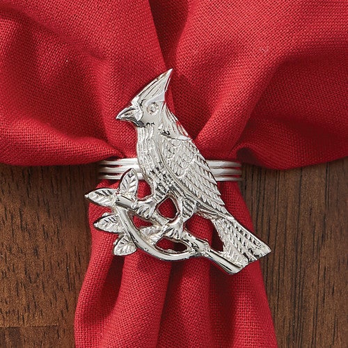 Silver Cardinal Napkin Rings - Set of 4