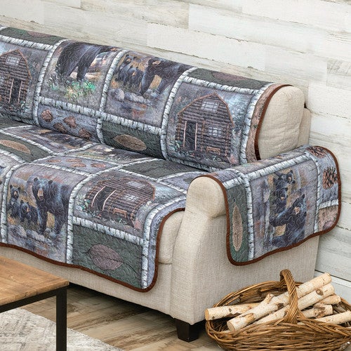 Bear Cabin Scenes Loveseat Cover