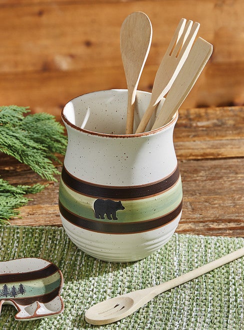 Bear Ridge Ceramic Utensil Crock
