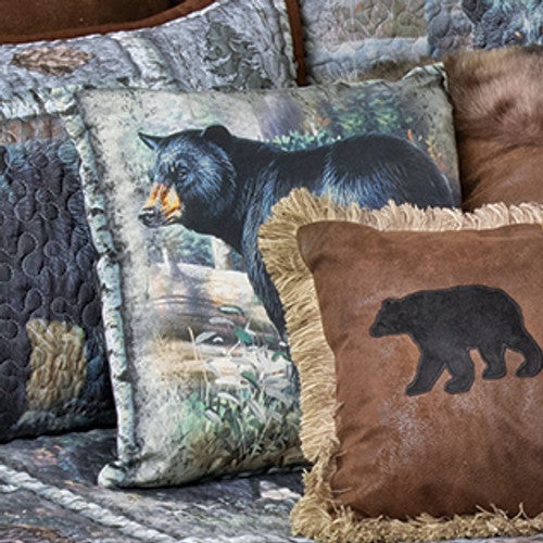 Bear Cabin Scenes Accent Pillow - CLEARANCE