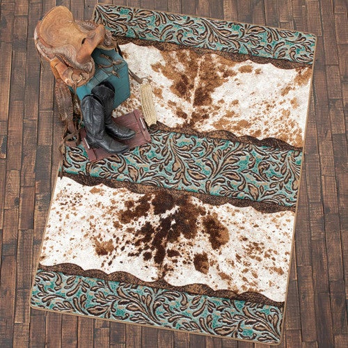 Vaquero Turquoise Cowhide Rug - 5 x 8