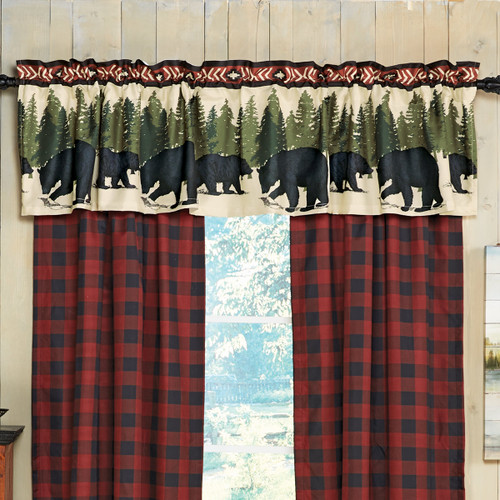 Arrowhead Plaid Bear Lined Valance