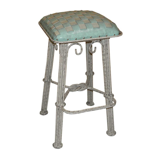 Coronado Ash Iron Counter Stool - Ash Turquoise Leather