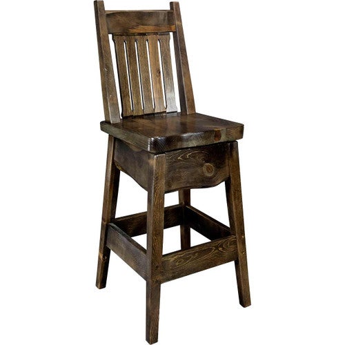 Lima 24 Inch Swivel Barstool with Back - Jacobean Stain