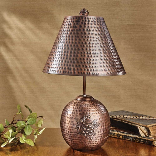 Pine Woods Hammered Copper Accent Lamp