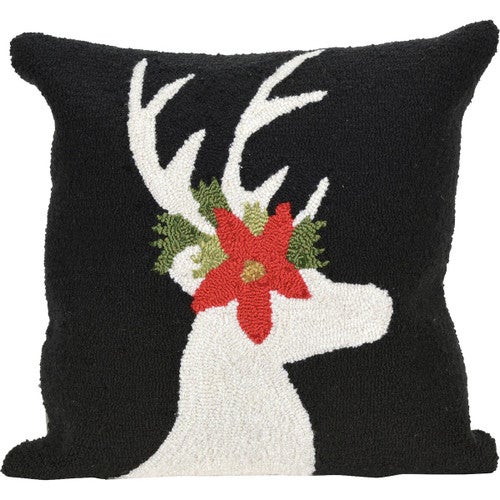 Floral Reindeer Accent Pillow