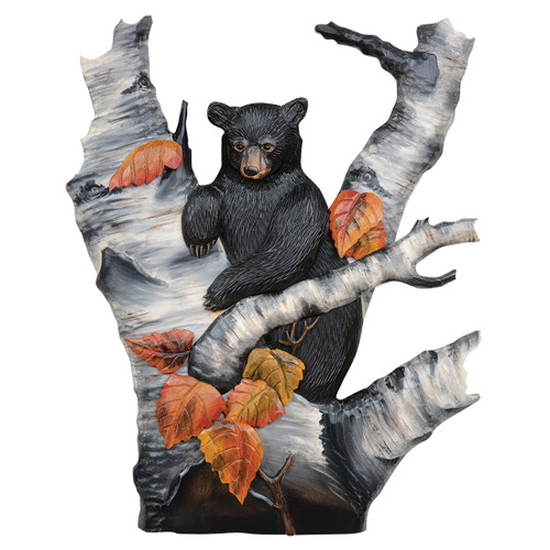 Aspen Black Bear Carved Wood Wall Art