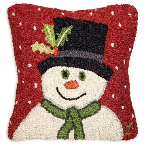 Snowman Hooked Wool Pillow - OUT OF STOCK UNTIL 08/05/2025