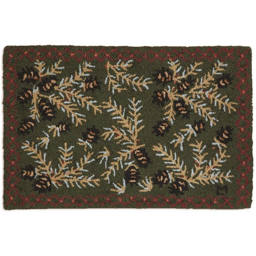 Diamond Pine Hooked Wool Rug - 2 x 3