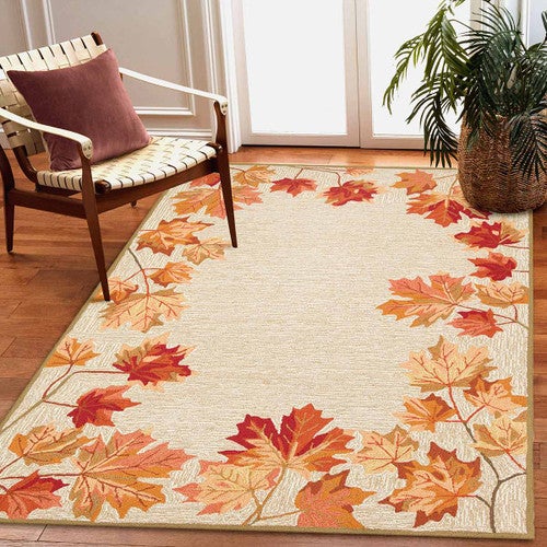 Autumn Leaves Tan Indoor/Outdoor Rug - 8 x 12