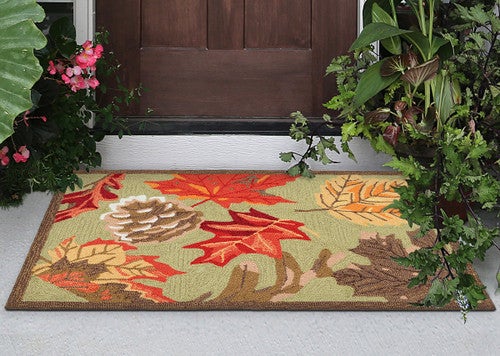 Fall Leaves Moss Indoor/Outdoor Rug - 2 x 3