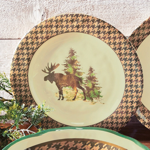 Aspen Heights Wildlife Melamine Dinner Plates - Set of 4