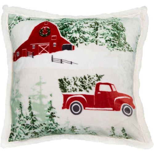 Woodland Farm Christmas Sherpa Pillow