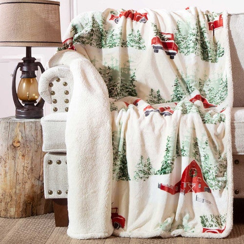 Woodland Farm Christmas Sherpa Throw
