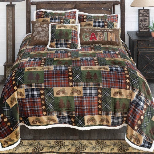Pinecone Woodland Plush Sherpa Bed Set - Twin