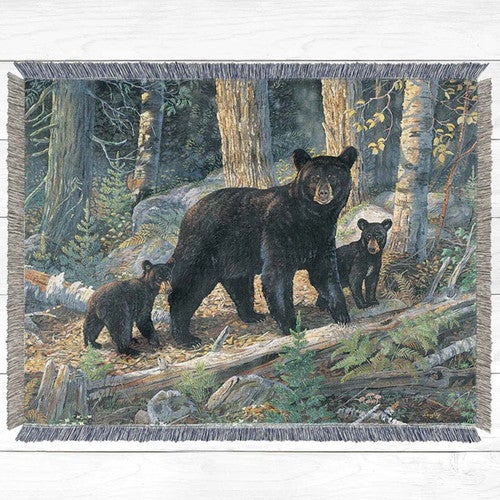 Bear with Cubs Throw Blanket - Small