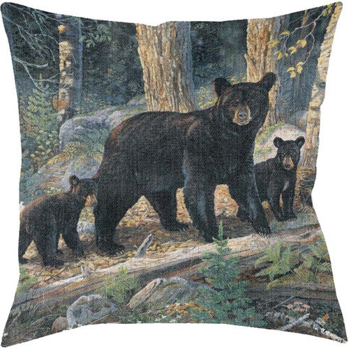 Bear with Cubs Decorative Pillow