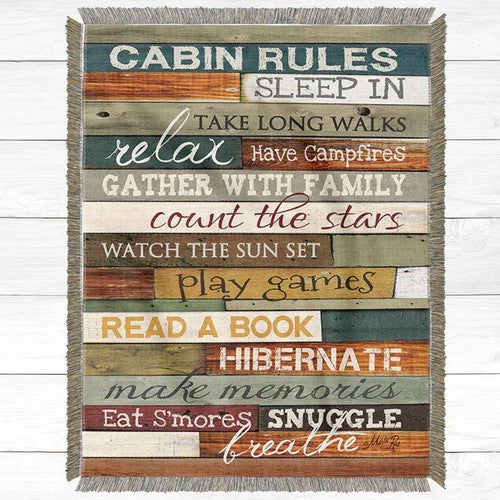 Cabin Rules Throw Blanket - Large