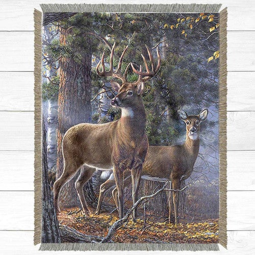 Morning Deer Throw Blanket - Large Morning Deer Throw Blanket - Large