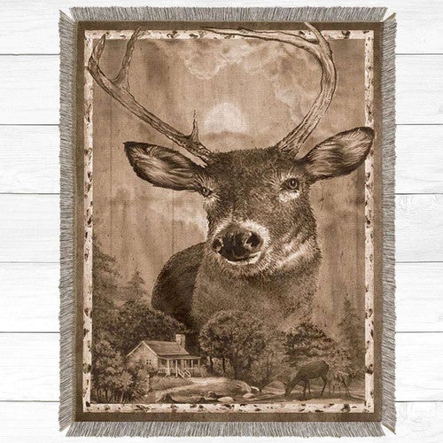 Birch Deer Throw Blanket - Large
