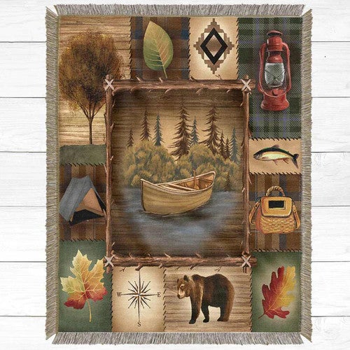 Lake Camping Throw Blanket - Large
