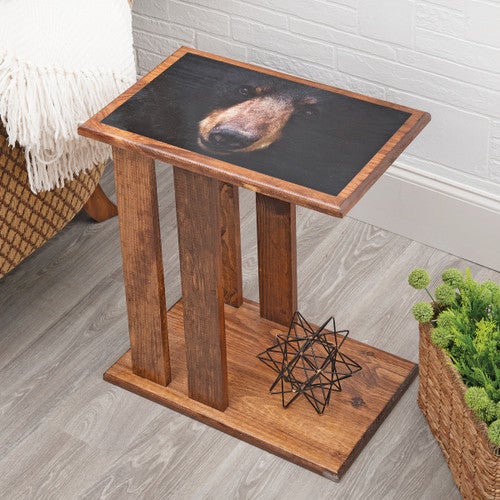Black Bear Face Side Table