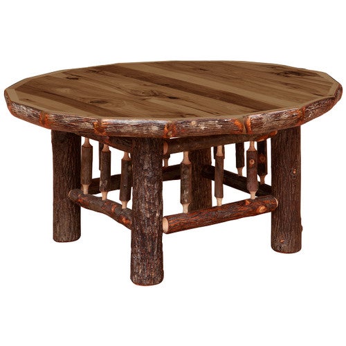 Bark-On Hickory Coffee Table - 36 Inch - Cognac