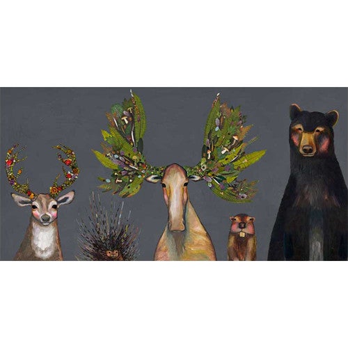Woodland Animals Charcoal Canvas Wall Art