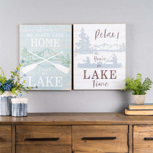 Mountain Lake Plaques - Set of 2
