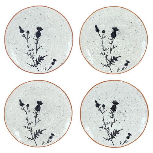 Glazed Thistle Plates - Set of 4