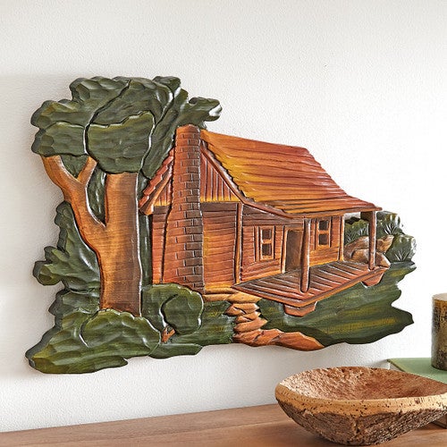 Cabin Retreat Carved Wood Wall Art - OUT OF STOCK UNTIL 01/21/2026