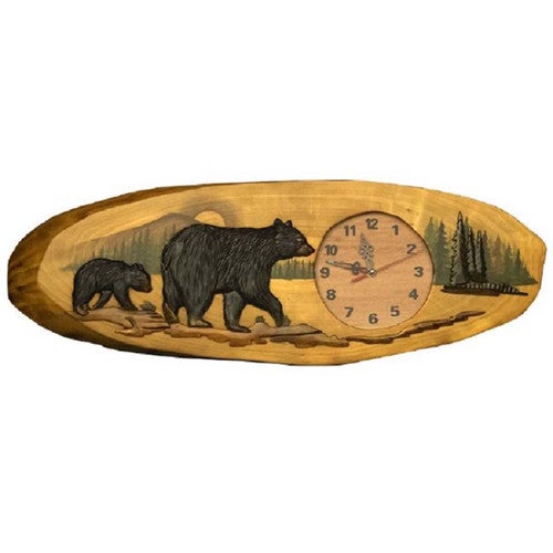 Momma & Cub Carved Wall Clock
