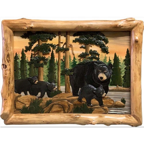 Mountain Stream Bears Wall Art