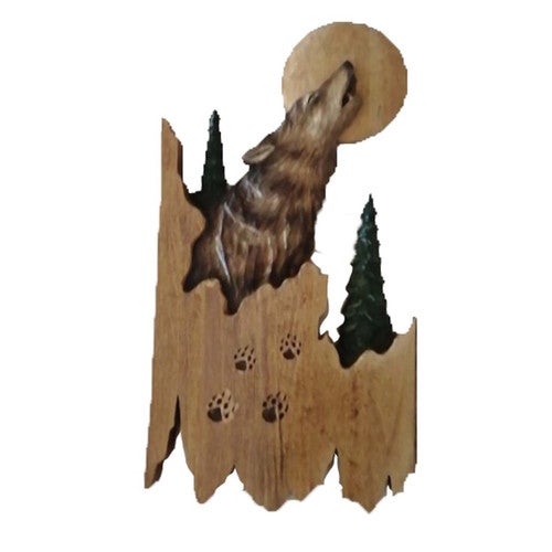 Wolf Prints Carved Wood Wall Art