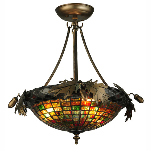 Autumn Oak Semi Flush Mount Fixture - 15 Inch