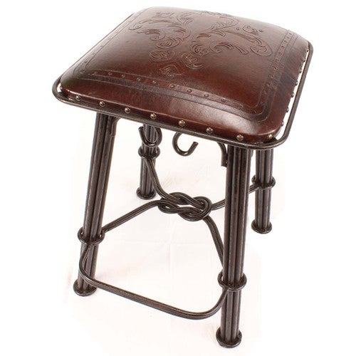 Antique Fleur de Lys Iron Counter Stool