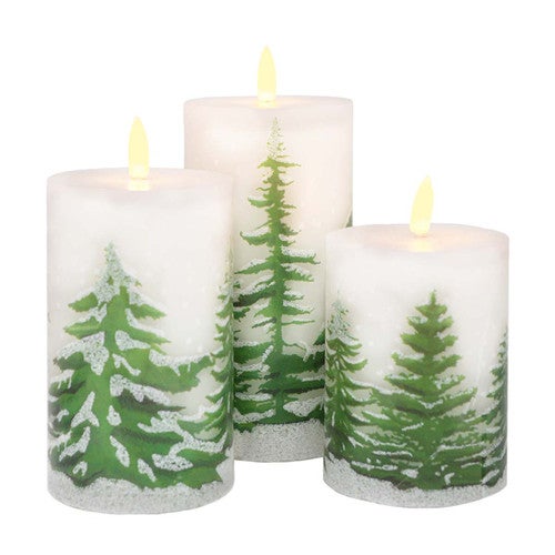 Winter Forest LED Candle - Set of 3