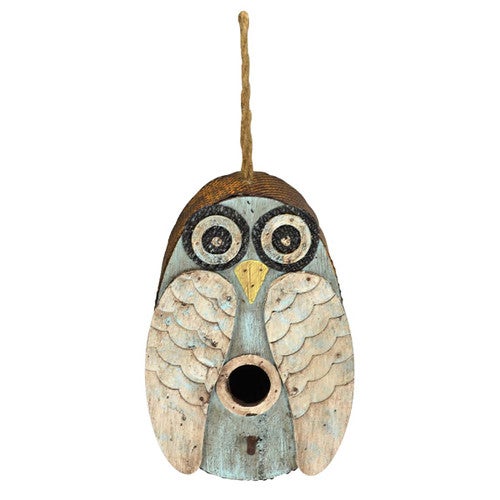 Blue Retro Owl Birdhouse