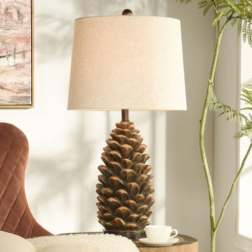Rustic Pinecone Table Lamp