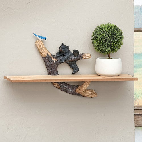 Climbing Bear Wood Wall Shelf