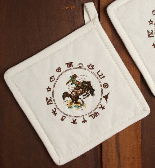 Bronco Buster Potholders - Set of 2